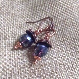 $10 Radical Drop! Bling Boho Glam Drop Earrings - Copper w Purple Hues + Flashes